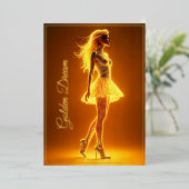 ネオンファッションの輝きを持つ日に照らされた体女性 箔招待状 (立ち正面)