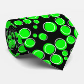 ネオンファンキーグリーン水玉模様オンブラックタイ ネクタイ (ロール)