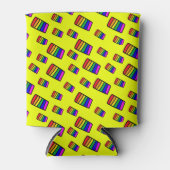 ネオンファンキーレインボーブロックパターン 缶クーラー (正面)