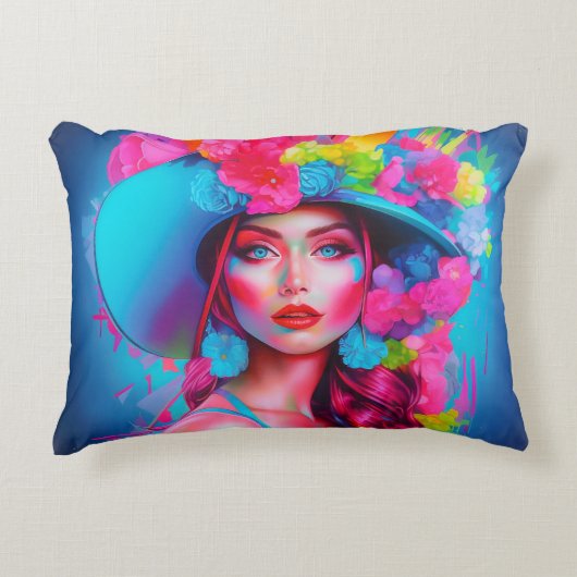 ネオンファンタジーフローラポートレート アクセントクッション (正面)