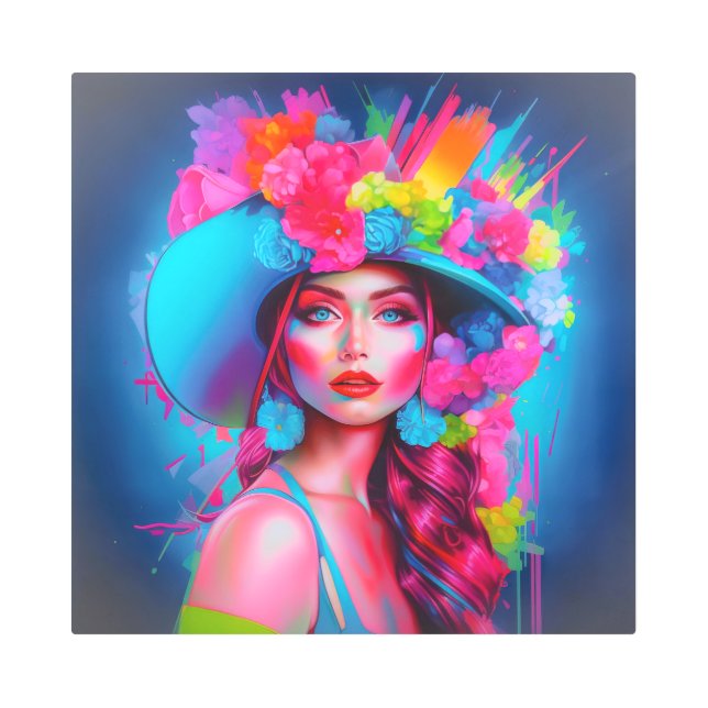 ネオンファンタジーフローラポートレート メタルプリント (正面)