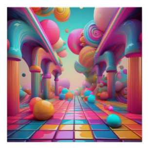 ネオンファンタジー風景 – Surreal Dreamscape ポスター