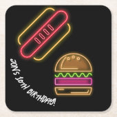 ネオンファースト食品モノグラム鮮やか名 スクエアペーパーコースター (正面)