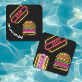 ネオンファースト食品モノグラム鮮やか名 スクエアペーパーコースター