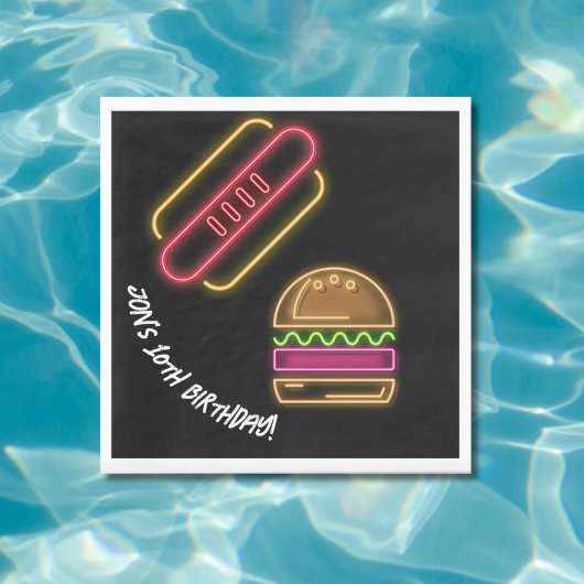 ネオンファースト食品モノグラム鮮やか名 スタンダードランチョンナプキン