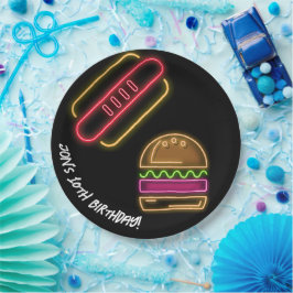 ネオンファースト食品モノグラム鮮やか名 ペーパープレート