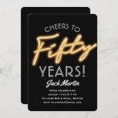 ネオンフィフティイヤー誕生日招待状 招待状 (正面/裏面)