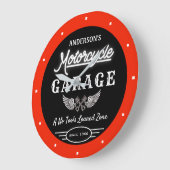 ネオンフェイクガレージ名Date Orange Black ラージ壁時計 (傾斜)