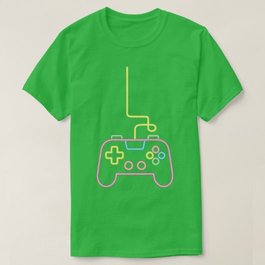 ネオンフェイクゲームコンソール制御ゲーマー Tシャツ (デザイン正面)