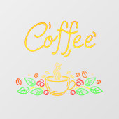 ネオンフェイクコーヒー豆葉カフェショップ ウィンドウサイン (シート)