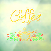 ネオンフェイクコーヒー豆葉カフェショップ ウィンドウサイン (シート3)