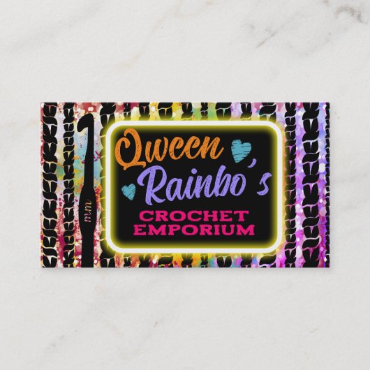 ネオンフェイクステッチ編み針糸ステッチ 名刺 (正面)
