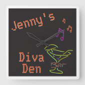 ネオンフェイクディヴァデン時計 スクエア壁時計 (正面)