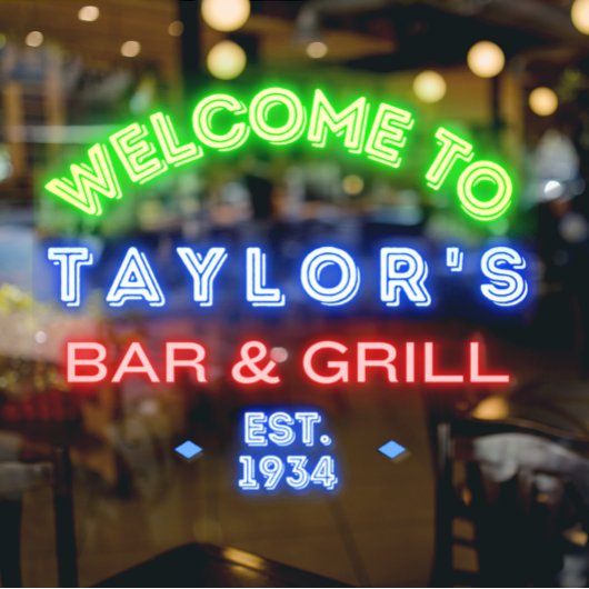 ネオンフェイクバーカスタムおよびグリルウィンドウ広告 ウィンドウサイン