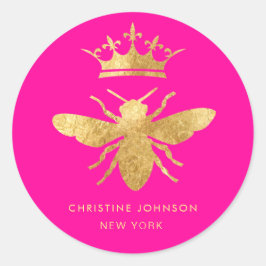 ネオンフェイクピンクに金属性の効果クイーンビー ラウンドシール