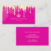 ネオンフェイクピンクの金ゴールドホイルクイーンビー 名刺 (正面/裏面)