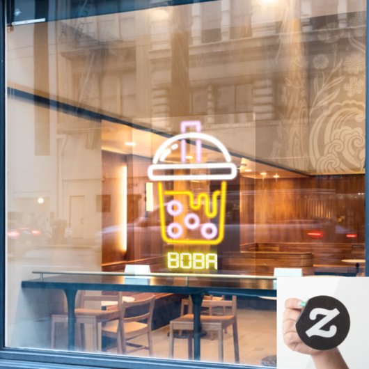 ネオンフェイクボバブルティーフロント ウィンドウサイン (カフェ窓)