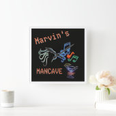 ネオンフェイクマンケーブ スクエア壁時計 (ホーム)