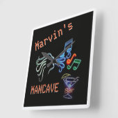 ネオンフェイクマンケーブ スクエア壁時計 (傾斜)