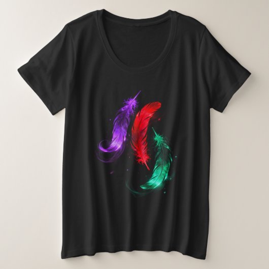 ネオンフェザーグロープラスサイズTシャツ プラスサイズTシャツ (デザイン正面)