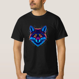 ネオンフォックスの顔 - 強烈な発光デザイン Tシャツ