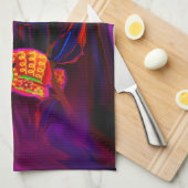 ネオンフクロウの雷雨のフラッシュ キッチンタオル (四つ折り)