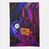 ネオンフクロウの雷雨のフラッシュ キッチンタオル (縦)