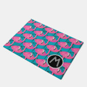 ネオンフラミンゴは|あなたのイニシャルを加えます ドアマット (アングル)