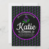 ネオンフラミンゴグローパーティートロピカルパープル 招待状 (正面)