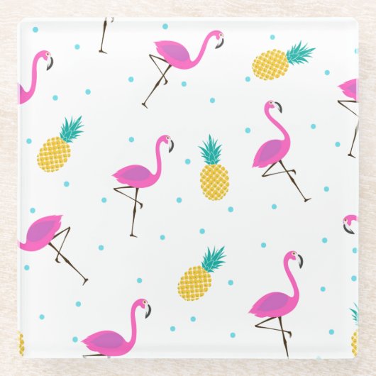 ネオンフラミンゴ2 2 ガラスコースター (正面)