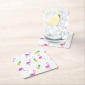 ネオンフラミンゴ2 2 スクエアペーパーコースター (インサイチュ)