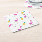 ネオンフラミンゴ2 2 スクエアペーパーコースター (アングル)