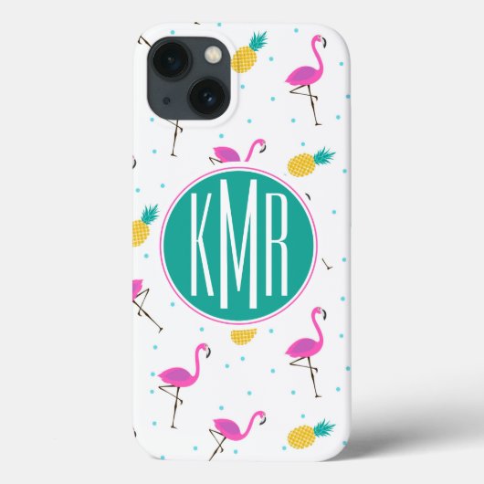 ネオンフラミンゴ |モノグラム Case-Mate iPhoneケース (裏面)