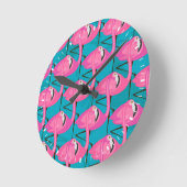 ネオンフラミンゴ ラウンド壁時計 (傾斜)