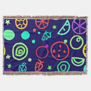 ネオンフルーツパターンカラー スローブランケット
