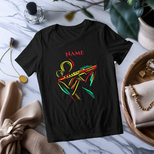 ネオンフルートラインアート 鮮やかミュージカルTシャツ トライブレンドTシャツ