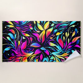 ネオンフローラバースト ビーチタオル