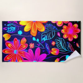 ネオンフローラファンタジー ビーチタオル