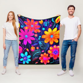 ネオンフローラファンタジー フリースブランケット