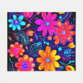 ネオンフローラファンタジー フリースブランケット (正面(横))