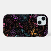 ネオンフローラルバタフライフォンケース iPhone 15ケース (裏面横)