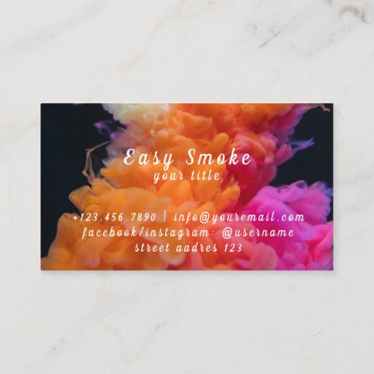 ネオンフード付きスウェットシャツアーティストスモークVapeショップ名刺 名刺 (裏面)