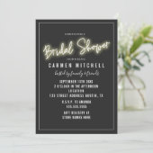 ネオンブライダルシャワーホワイトサイングレー背景 招待状 (スタンド正面)