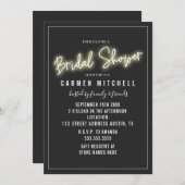 ネオンブライダルシャワーホワイトサイングレー背景 招待状 (正面/裏面)