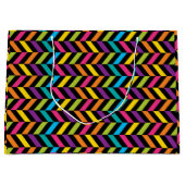 ネオンブライトトレンディーファッションカラフルデザイン1 ラージペーパーバッグ (正面)