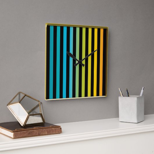 ネオンブライトトレンディーファッションカラフルデザイン6 スクエア壁時計 (オフィス)