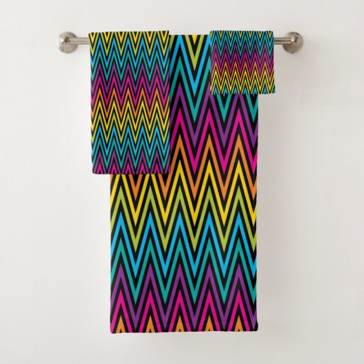 ネオンブライトトレンディーファッションカラフルデザイン8 バスタオルセット (インサイチュ)