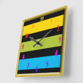ネオンブライトトレンディーファッションカラフル金ゴールドフレーム スクエア壁時計 (傾斜)