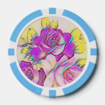 ネオンブライトホットピンクイエロー抽象芸術バラ