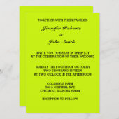 ネオンブライトライムグリーン結婚ズカラフルカスタム 招待状 (正面/裏面)